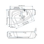 M-acryl Claudia asszimetrikus fürdőkád + láb - Image 3