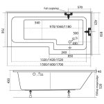 M-acryl Linea asszimetrikus fürdőkád + láb - Image 4