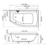M-acryl Minima asszimetrikus fürdőkád + láb - Image 3
