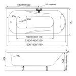 M-acryl Sortiment egyenes fürdőkád + láb - Image 2