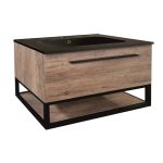 Fürdőszobai szekrény ICP 10050WOODEN – falra szerelhető, fa hatású kivitel, gyanta mosdóval - Image 3