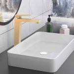 ELINOR ICF 1418191BRUSH GOLD egykaros magas mosdócsaptelep – Szálcsiszolt arany - Image 2