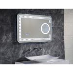 ICL 1790 LED Fürdőszobai Tükör – 90x60 cm, nagyítóval, óra- és hőmérsékletkijelzővel, páramentesítővel