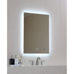 ICL 1811 LED Fürdőszobai Tükör – 60x90 cm, 3 színhőmérséklet, óra és páramentesítő funkcióval