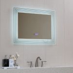 ICL 1816 – LED világítással ellátott fürdőszobai tükör óra funkcióval, 80×60 cm - Image 2
