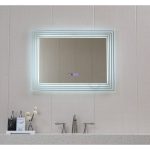 ICL 1816 – LED világítással ellátott fürdőszobai tükör óra funkcióval, 80×60 cm
