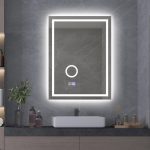 ICL 1828 – LED fürdőszobai tükör, nagyítóval és érintőkapcsolóval, 60x80 cm