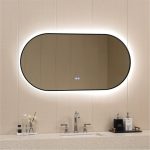 ICL 1832 – LED fürdőszobai tükör fekete alumínium kerettel, 60 × 120 cm