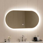 ICL 1833 – LED fürdőszobai tükör arany alumínium kerettel, 60 × 120 cm