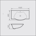 Porcelán mosdó – Washbasin ICC 47100 - Image 2