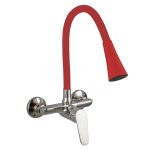 LINNI RED MATT ICF 5108152R 7789 – Fali konyhai csaptelep piros szilikoncsővel