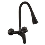 LINNI BLACK MATT ICF 5108152B 7789 – Fali konyhai csaptelep, matt fekete, flexibilis szilikon kifolyóval