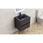 Falra szerelhető fürdőszobabútor BG 5955MB „Blake” + 5953B‑2 fekete porcelán mosdó