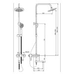 6017 W – Állítható fehér-króm esőztető zuhanyrendszer kifolyós csapteleppel - Image 2