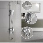 6017 W – Állítható fehér-króm esőztető zuhanyrendszer kifolyós csapteleppel