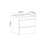 PVC fürdőszobabútor AKADIA‑60 (6038‑60W) + porcelán mosdó 8056 (5953W‑2NEW) – 59 cm - Image 3