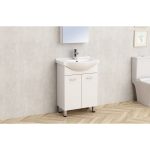 Tuscany álló fürdőszobai szekrény kerámia mosdóval – 60×43×85 cm, PVC kivitelben - Image 2