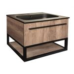 Fürdőszobai szekrény ICP 6050WOODEN Aniela – falra szerelhető, fa hatású kivitel, gyanta mosdóval - Image 3
