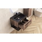 Fürdőszobai szekrény ICP 6050WOODEN Aniela – falra szerelhető, fa hatású kivitel, gyanta mosdóval - Image 2