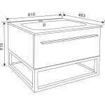 Fürdőszobai szekrény ICP 6050WOODEN Aniela – falra szerelhető, fa hatású kivitel, gyanta mosdóval - Image 4