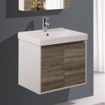 ICP 6055 WOODEN falra szerelhető fürdőszobai szekrény porcelán mosdóval
