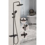 Zuhanyrendszer ICT 6106 KRISTI BLACK – állítható, fekete esőztető zuhanyszett csaptelep nélkül - Image 2