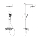 ICT 6297 Attila esőztetős zuhanyszett – krómozott kivitel, üvegpolccal - Image 2