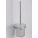 LIZEL ICA 7294 WC-kefe tartó – krómozott, matt üvegpohárral, falra szerelhető