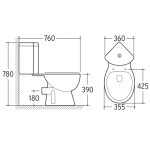 WC Set ICC 7636P RIMLESS – Sarokba szerelhető két részes perem nélküli WC szett - Image 2