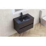 Falra szerelhető fürdőszobabútor BG 7955MB „Blake” + 8066B fekete porcelán mosdó