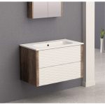 Falra szerelhető fürdőszobabútor ICP BG 8043 + ICC 8066 porcelán mosdó (fehér, magasfényű)