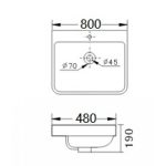 ICC 8048-2NEW – Fényes fehér porcelán mosdó fürdőszobai bútorhoz (81 cm) - Image 2