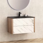 Fürdőszobai szekrény BG 8050 + ICC 8066B matt fekete porcelán mosdóval