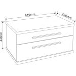 Falra szerelhető fürdőszobai szekrény – ICP 8144-2, 2 fiókos, PS011 fa hatású kivitel - Image 4