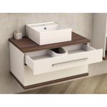 Falra szerelhető fürdőszobai szekrény – ICP 8144-2, 2 fiókos, PS011 fa hatású kivitel - Image 3