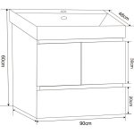 ICP 9048 falra szerelhető fürdőszobai szekrény – fehér színben, porcelán mosdóval - Image 5