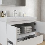 ICP 9048 falra szerelhető fürdőszobai szekrény – fehér színben, porcelán mosdóval - Image 4